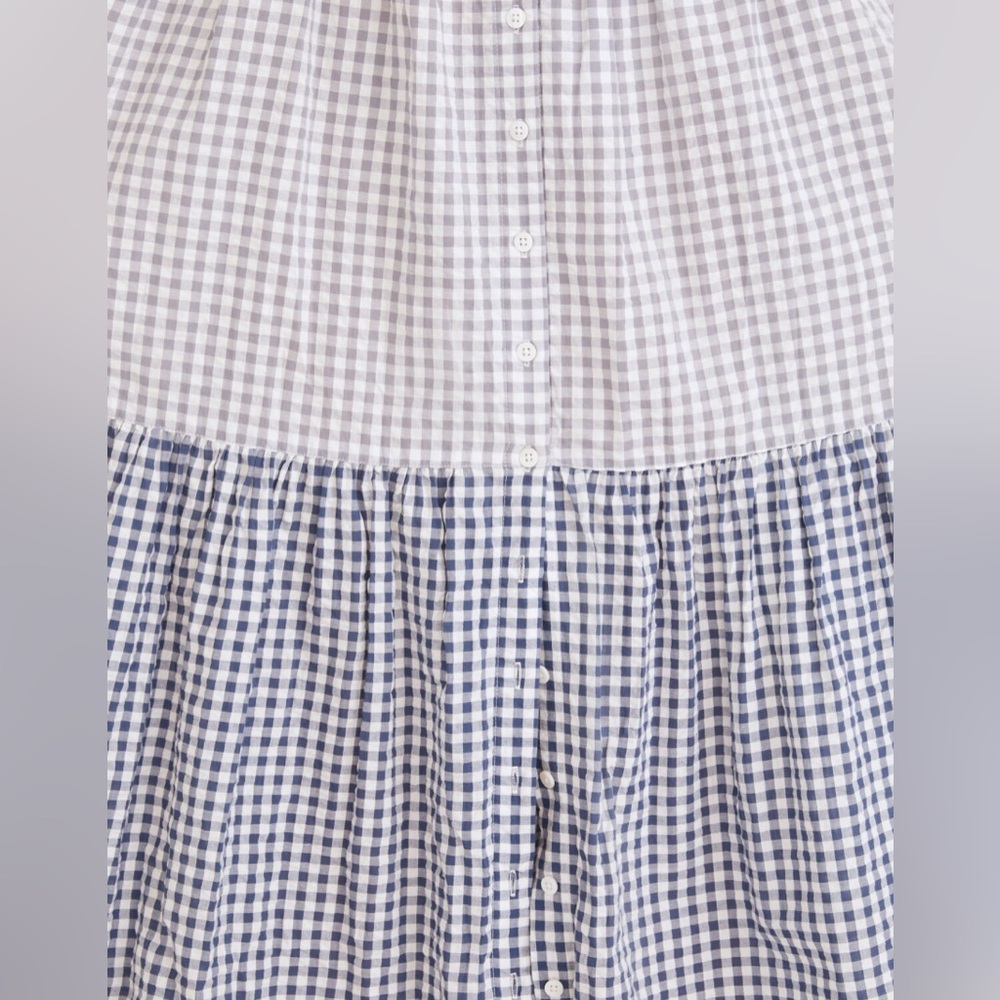 Madewell Patchwork Gingham Button Front Midi Dres… - image 5